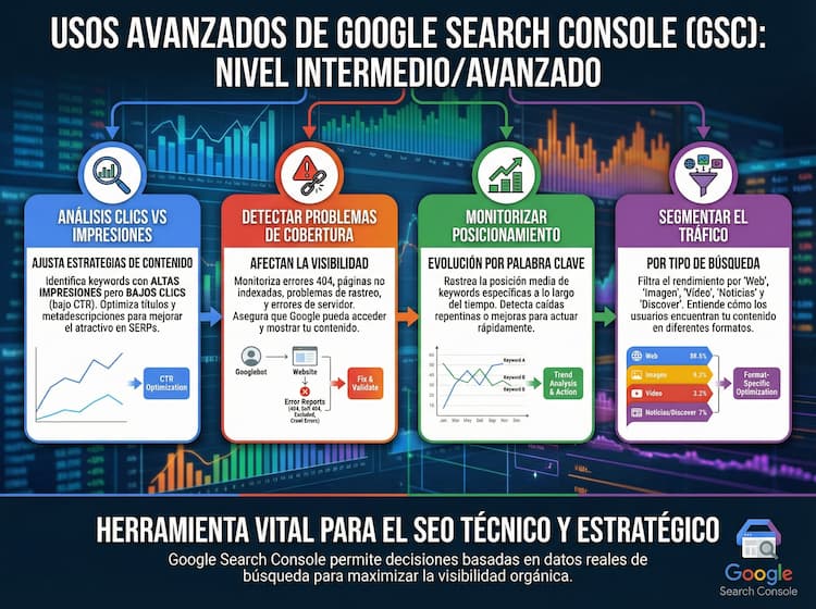 usos avanzados tiene el Google Search Console